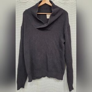 Weatherproof Waffle-Knit Shawl Collar Sweater - Charcoal. Vintage